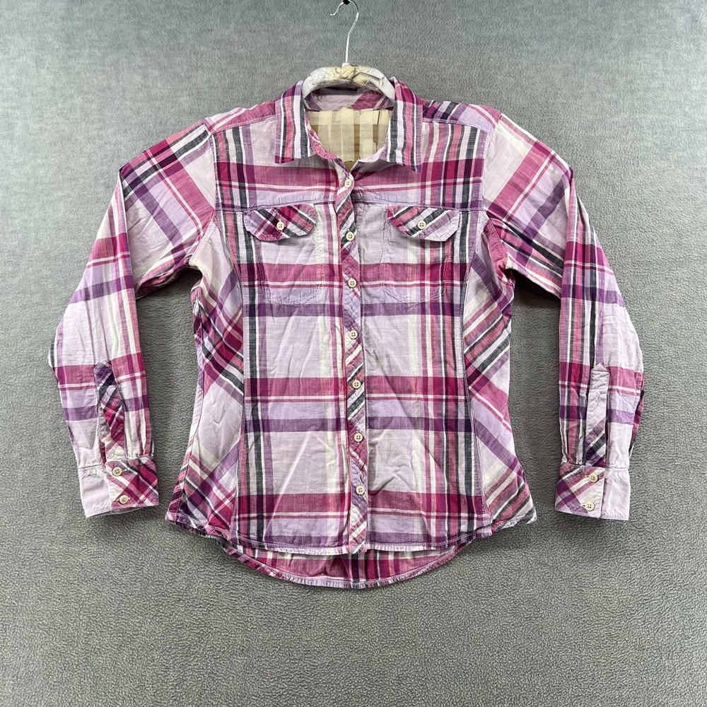 Columbia Womens Size L pink Button Down long sleeve outdoor fishing pocket shirt